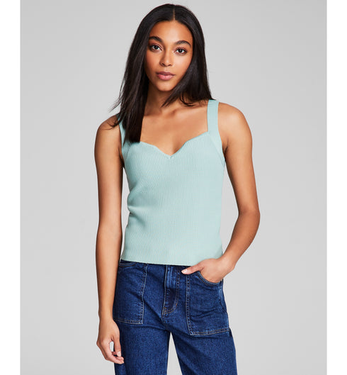 Women's Ottoman Ribbed Sweetheart Top Oregano XL